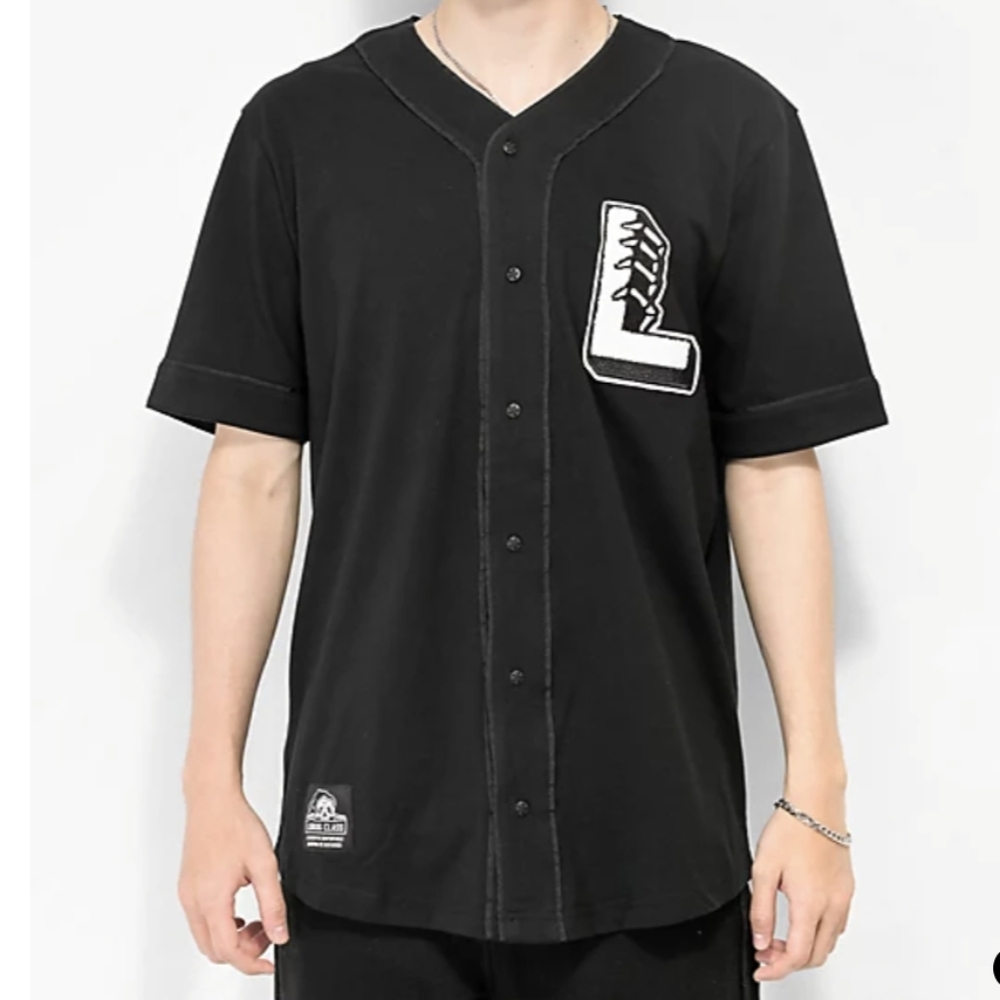 Lurking Class By Sketchy Tank Terror Black‎ Baseball Button Down Jersey Medium